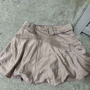 DO+BE Tan Asymmetrical Pleated Mini Skirt